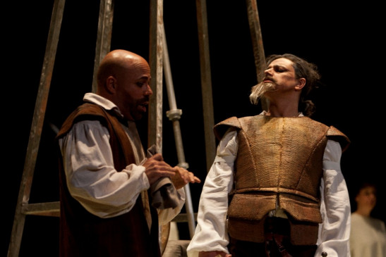 Alfredo García como Don Quijote junto a E. Santamaría en Sancho